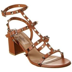 Valentino Women's Tan Studded Block Heel Sandals